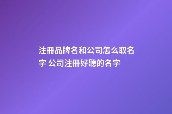 注冊品牌名和公司怎么取名字 公司注冊好聽的名字-第1張-公司起名-玄機派